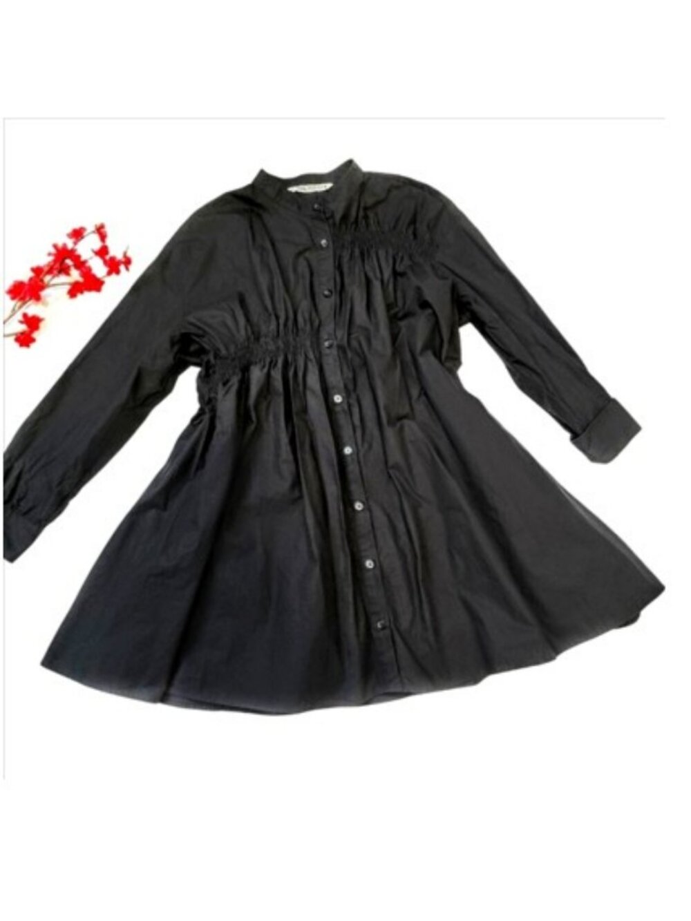 Zara Women's Enya Dress Size Large Black Mini Oversized Long Sleeves Whimsigoth